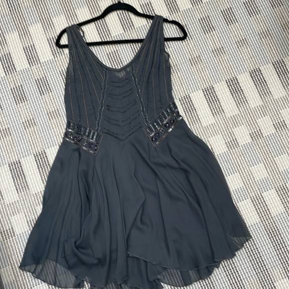 Free People Dresses & Skirts - NEVER WORN Free people charcoal gray beaded dress
